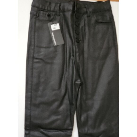 Apperloth A NWT S Button Fly Black Faux PU Leather Skinny Pants - Picture 3 of 7